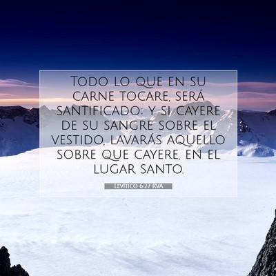 Picture 07 - Levítico 6:27 RVA - Todo lo que en su carne tocare, será - Bible Verse Picture
