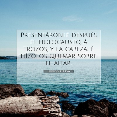 Picture 07 - Levítico 9:13 RVA - Presentáronle después el holocausto, á trozos, - Bible Verse Picture