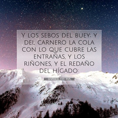Picture 07 - Levítico 9:19 RVA - Y los sebos del buey; y del carnero la cola con - Bible Verse Picture