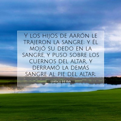 Picture 07 - Levítico 9:9 RVA - Y los hijos de Aarón le trajeron la sangre; y - Bible Verse Picture