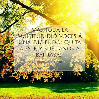 Picture 07 - Lucas 23:18 RVA - Mas toda la multitud dió voces á una, diciendo: - Bible Verse Picture