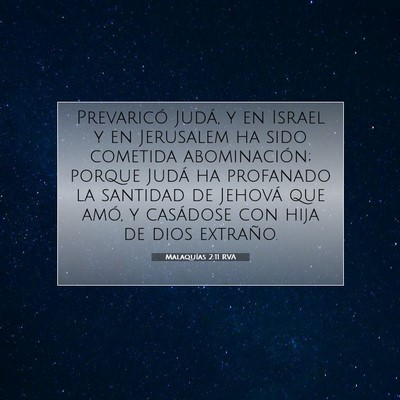 Picture 07 - Malaquías 2:11 RVA - Prevaricó Judá, y en Israel y en Jerusalem ha - Bible Verse Picture