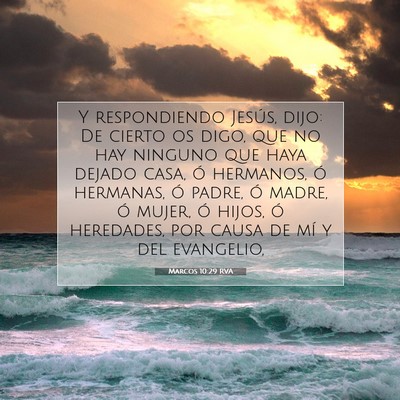 Picture 07 - Marcos 10:29 RVA - Y respondiendo Jesús, dijo: De cierto os digo, - Bible Verse Picture