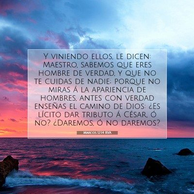 Picture 07 - Marcos 12:14 RVA - Y viniendo ellos, le dicen: Maestro, sabemos que - Bible Verse Picture