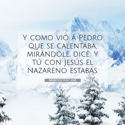 Picture 07 - Marcos 14:67 RVA - Y como vió á Pedro que se calentaba, - Bible Verse Picture