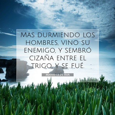 Picture 07 - Mateo 13:25 RVA - Mas durmiendo los hombres, vino su enemigo, y - Bible Verse Picture