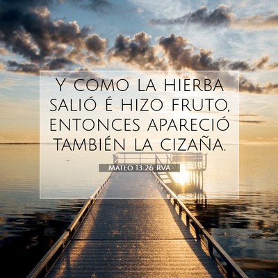 Picture 07 - Mateo 13:26 RVA - Y como la hierba salió é hizo fruto, entonces - Bible Verse Picture