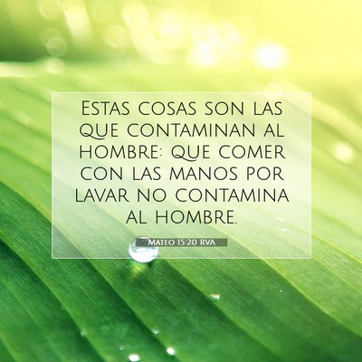 Picture 07 - Mateo 15:20 RVA - Estas cosas son las que contaminan al hombre: que - Bible Verse Picture