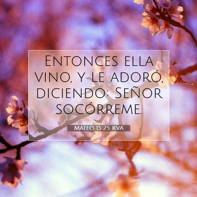 Picture 07 - Mateo 15:25 RVA - Entonces ella vino, y le adoró, diciendo: Señor - Bible Verse Picture