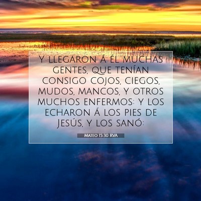Picture 07 - Mateo 15:30 RVA - Y llegaron á él muchas gentes, que tenían - Bible Verse Picture
