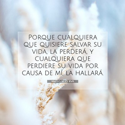 Picture 07 - Mateo 16:25 RVA - Porque cualquiera que quisiere salvar su vida, la - Bible Verse Picture