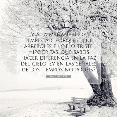 Picture 07 - Mateo 16:3 RVA - Y á la mañana: Hoy tempestad; porque tiene - Bible Verse Picture