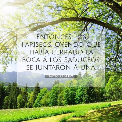 Picture 07 - Mateo 22:34 RVA - Entonces los Fariseos, oyendo que había cerrado - Bible Verse Picture