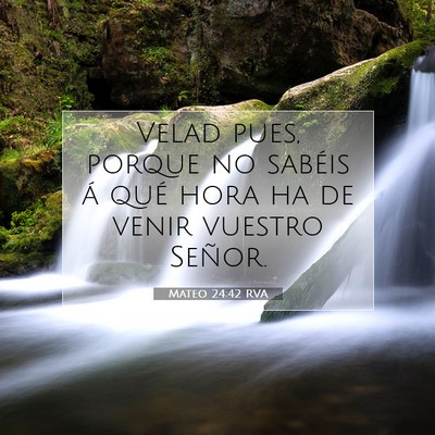 Picture 07 - Mateo 24:42 RVA - Velad pues, porque no sabéis á qué hora ha de - Bible Verse Picture