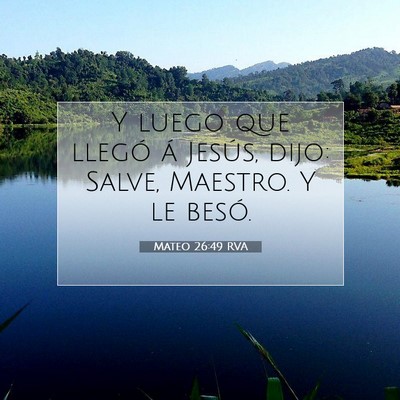 Picture 07 - Mateo 26:49 RVA - Y luego que llegó á Jesús, dijo: Salve, - Bible Verse Picture
