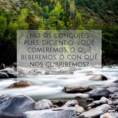 Picture 07 - Mateo 6:31 RVA - No os congojéis pues, diciendo: ¿Qué - Bible Verse Picture