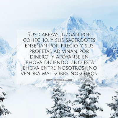 Picture 07 - Miqueas 3:11 RVA - Sus cabezas juzgan por cohecho, y sus sacerdotes - Bible Verse Picture