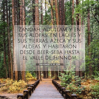 Picture 07 - Nehemías 11:30 RVA - Zanoah, Adullam, y en sus aldeas; en Lachîs y - Bible Verse Picture