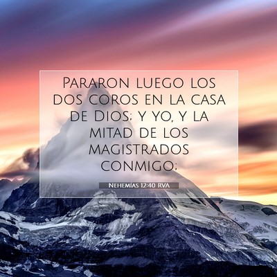 Picture 07 - Nehemías 12:40 RVA - Pararon luego los dos coros en la casa de Dios; y - Bible Verse Picture