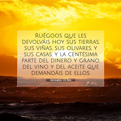 Picture 07 - Nehemías 5:11 RVA - Ruégoos que les devolváis hoy sus tierras, sus - Bible Verse Picture