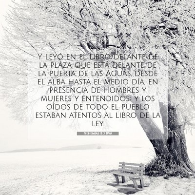 Picture 07 - Nehemías 8:3 RVA - Y leyó en el libro delante de la plaza que está - Bible Verse Picture