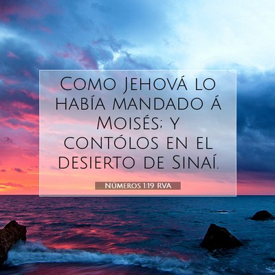 Picture 07 - Números 1:19 RVA - Como Jehová lo había mandado á Moisés; y - Bible Verse Picture
