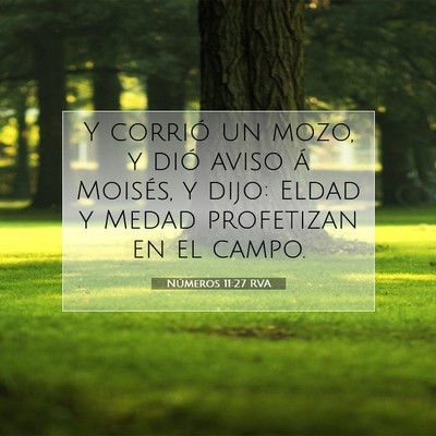 Picture 07 - Números 11:27 RVA - Y corrió un mozo, y dió aviso á Moisés, y - Bible Verse Picture