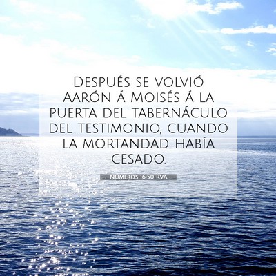 Picture 07 - Números 16:50 RVA - Después se volvió Aarón á Moisés á la - Bible Verse Picture