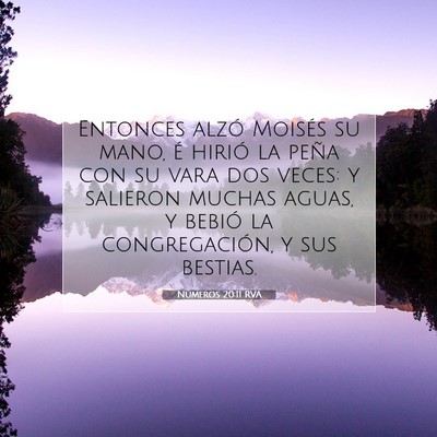 Picture 07 - Números 20:11 RVA - Entonces alzó Moisés su mano, é hirió la - Bible Verse Picture
