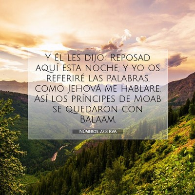 Picture 07 - Números 22:8 RVA - Y él les dijo: Reposad aquí esta noche, y yo os - Bible Verse Picture