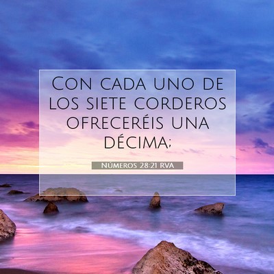 Picture 07 - Números 28:21 RVA - Con cada uno de los siete corderos ofreceréis - Bible Verse Picture