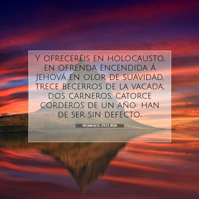 Picture 07 - Números 29:13 RVA - Y ofreceréis en holocausto, en ofrenda encendida - Bible Verse Picture