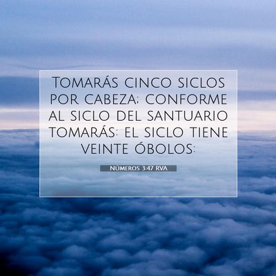 Picture 07 - Números 3:47 RVA - Tomarás cinco siclos por cabeza; conforme al - Bible Verse Picture