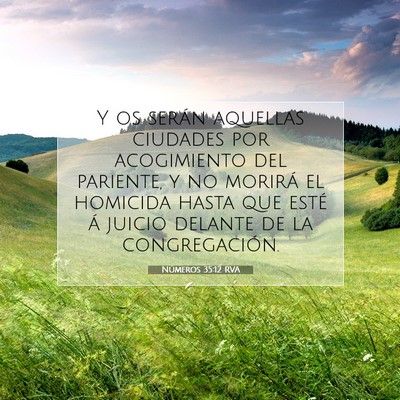 Picture 07 - Números 35:12 RVA - Y os serán aquellas ciudades por acogimiento del - Bible Verse Picture