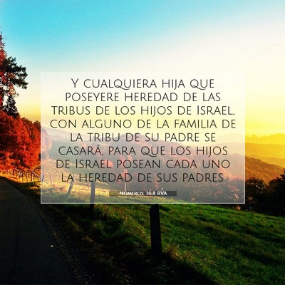 Picture 07 - Números 36:8 RVA - Y cualquiera hija que poseyere heredad de las - Bible Verse Picture