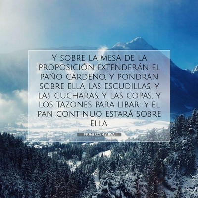 Picture 07 - Números 4:7 RVA - Y sobre la mesa de la proposición extenderán el - Bible Verse Picture