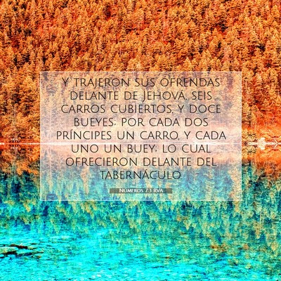 Picture 07 - Números 7:3 RVA - Y trajeron sus ofrendas delante de Jehová, seis - Bible Verse Picture