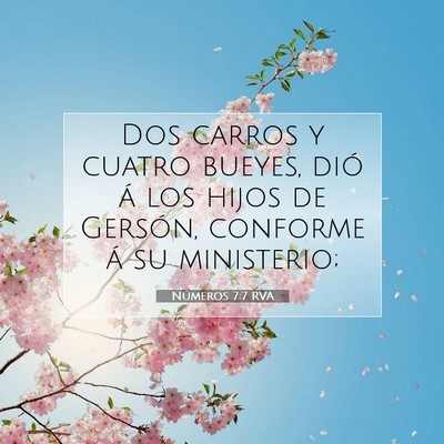 Picture 07 - Números 7:7 RVA - Dos carros y cuatro bueyes, dió á los hijos de - Bible Verse Picture