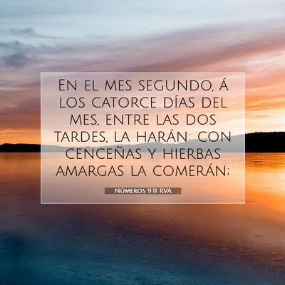 Picture 07 - Números 9:11 RVA - En el mes segundo, á los catorce días del mes, - Bible Verse Picture