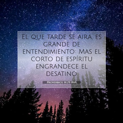 Picture 07 - Proverbios 14:29 RVA - El que tarde se aira, es grande de entendimiento: - Bible Verse Picture