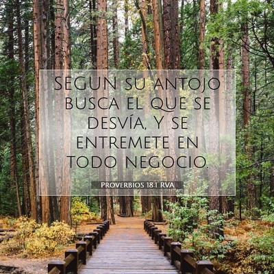 Picture 07 - Proverbios 18:1 RVA - SEGUN su antojo busca el que se desvía, Y se - Bible Verse Picture