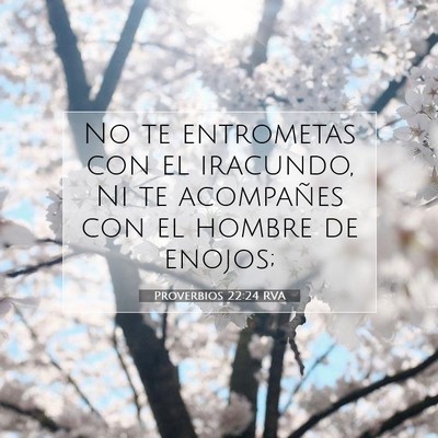 Picture 07 - Proverbios 22:24 RVA - No te entrometas con el iracundo, Ni te - Bible Verse Picture
