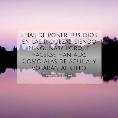 Picture 07 - Proverbios 23:5 RVA - ¿Has de poner tus ojos en las riquezas, siendo - Bible Verse Picture