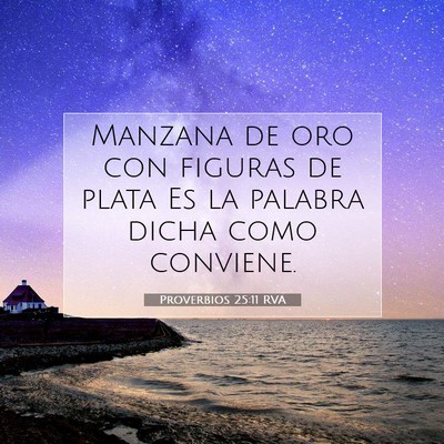 Picture 07 - Proverbios 25:11 RVA - Manzana de oro con figuras de plata Es la palabra - Bible Verse Picture