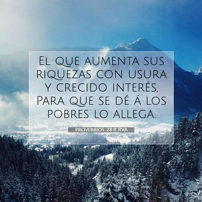Picture 07 - Proverbios 28:8 RVA - El que aumenta sus riquezas con usura y crecido - Bible Verse Picture