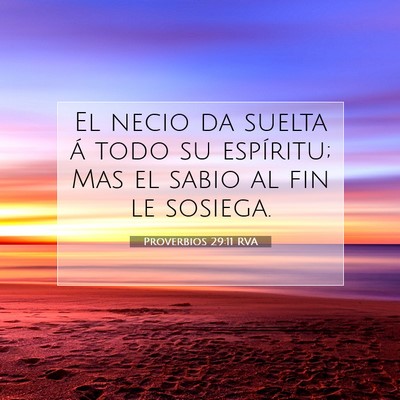 Picture 07 - Proverbios 29:11 RVA - El necio da suelta á todo su espíritu; Mas el - Bible Verse Picture