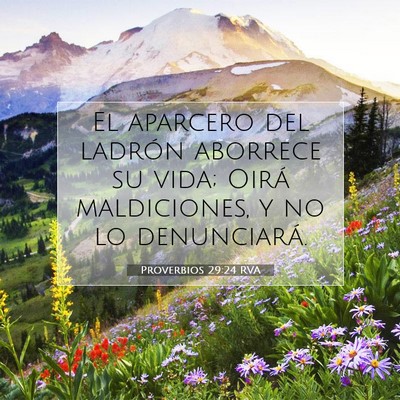 Picture 07 - Proverbios 29:24 RVA - El aparcero del ladrón aborrece su vida; Oirá - Bible Verse Picture