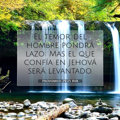 Picture 07 - Proverbios 29:25 RVA - El temor del hombre pondrá lazo: Mas el que - Bible Verse Picture