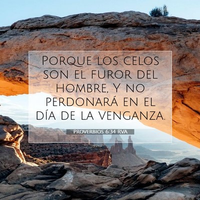 Picture 07 - Proverbios 6:34 RVA - Porque los celos son el furor del hombre, Y no - Bible Verse Picture