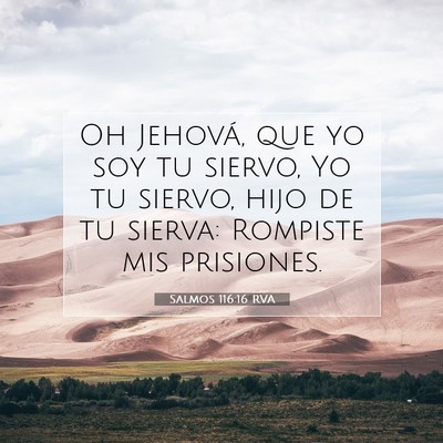 Picture 07 - Salmos 116:16 RVA - Oh Jehová, que yo soy tu siervo, Yo tu siervo, - Bible Verse Picture